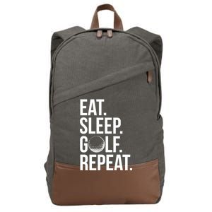 Eat Sleep Golf Repeat Cotton Canvas Backpack