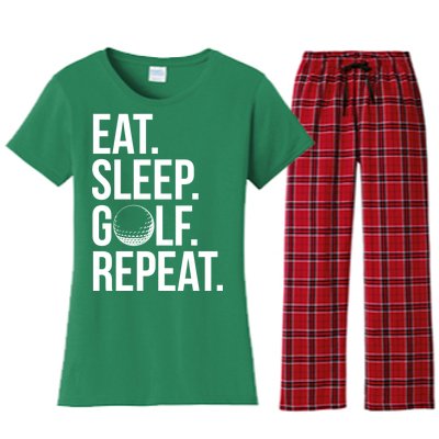 Eat Sleep Golf Repeat Women's Flannel Pajama Set