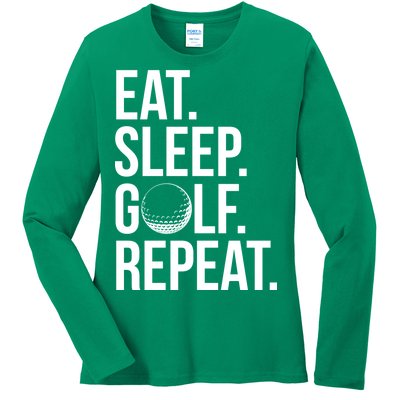 Eat Sleep Golf Repeat Ladies Long Sleeve Shirt