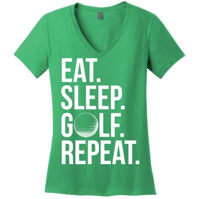 Eat Sleep Golf Repeat Women's V-Neck T-Shirt