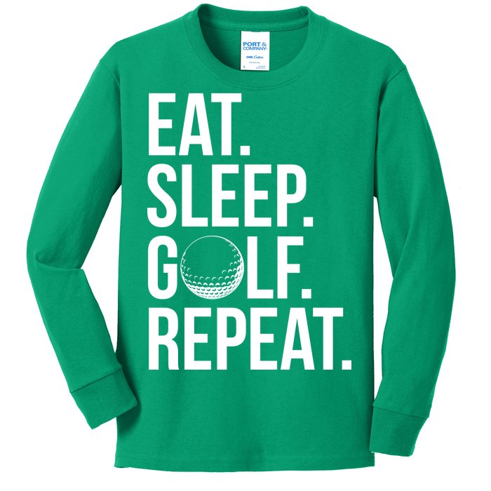 Eat Sleep Golf Repeat Kids Long Sleeve Shirt