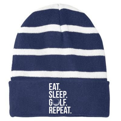 Eat Sleep Golf Repeat Striped Beanie with Solid Band