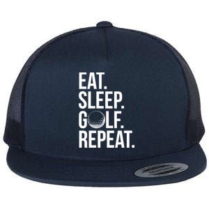 Eat Sleep Golf Repeat Flat Bill Trucker Hat