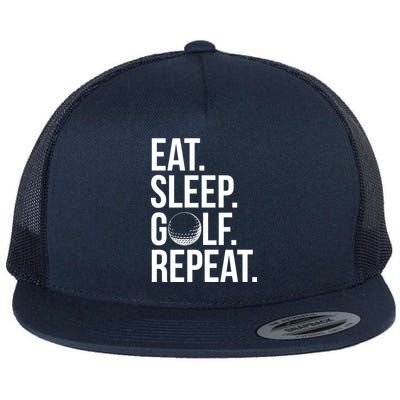 Eat Sleep Golf Repeat Flat Bill Trucker Hat