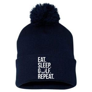 Eat Sleep Golf Repeat Pom Pom 12in Knit Beanie