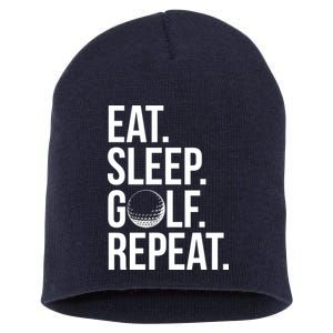 Eat Sleep Golf Repeat Short Acrylic Beanie