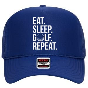 Eat Sleep Golf Repeat High Crown Mesh Back Trucker Hat