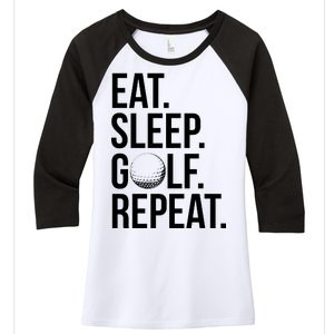 Eat Sleep Golf Repeat Women's Tri-Blend 3/4-Sleeve Raglan Shirt