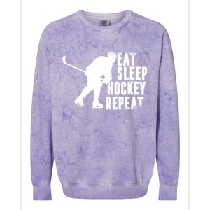 Eat Sleep Hockey Repeat Colorblast Crewneck Sweatshirt