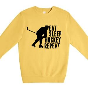 Eat Sleep Hockey Repeat Premium Crewneck Sweatshirt