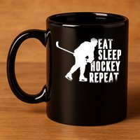 Eat Sleep Hockey Repeat 11oz C Handle Ceramic Mug