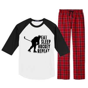 Eat Sleep Hockey Repeat Raglan Sleeve Pajama Set