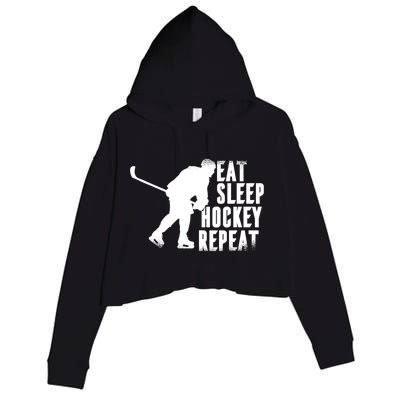 Eat Sleep Hockey Repeat Crop Fleece Hoodie