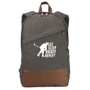 Eat Sleep Hockey Repeat Cotton Canvas Backpack