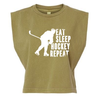 Eat Sleep Hockey Repeat Garment-Dyed Women's Muscle Tee