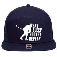 Eat Sleep Hockey Repeat 7 Panel Mesh Trucker Snapback Hat