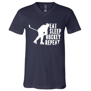 Eat Sleep Hockey Repeat V-Neck T-Shirt