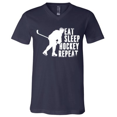 Eat Sleep Hockey Repeat V-Neck T-Shirt