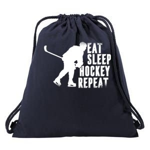 Eat Sleep Hockey Repeat Drawstring Bag