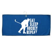 Eat Sleep Hockey Repeat Large Microfiber Waffle Golf Towel