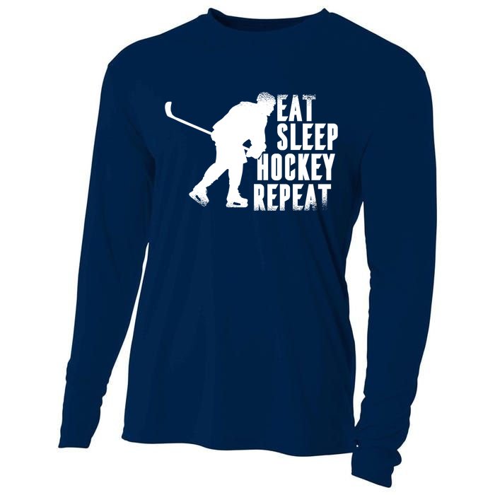 Eat Sleep Hockey Repeat Cooling Performance Long Sleeve Crew