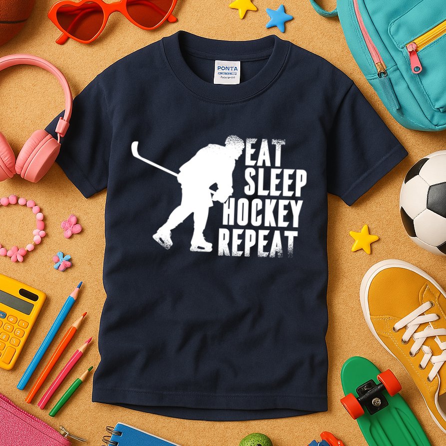 Eat Sleep Hockey Repeat Kids T-Shirt