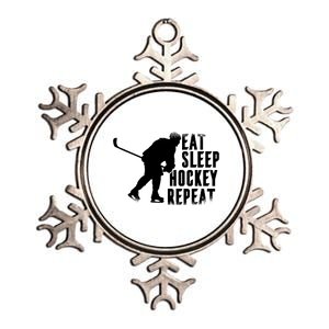 Eat Sleep Hockey Repeat Metallic Star Ornament