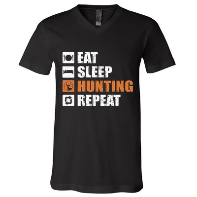 Eat Sleep Hunt Repeat V-Neck T-Shirt