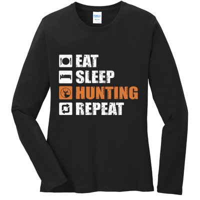 Eat Sleep Hunt Repeat Ladies Long Sleeve Shirt
