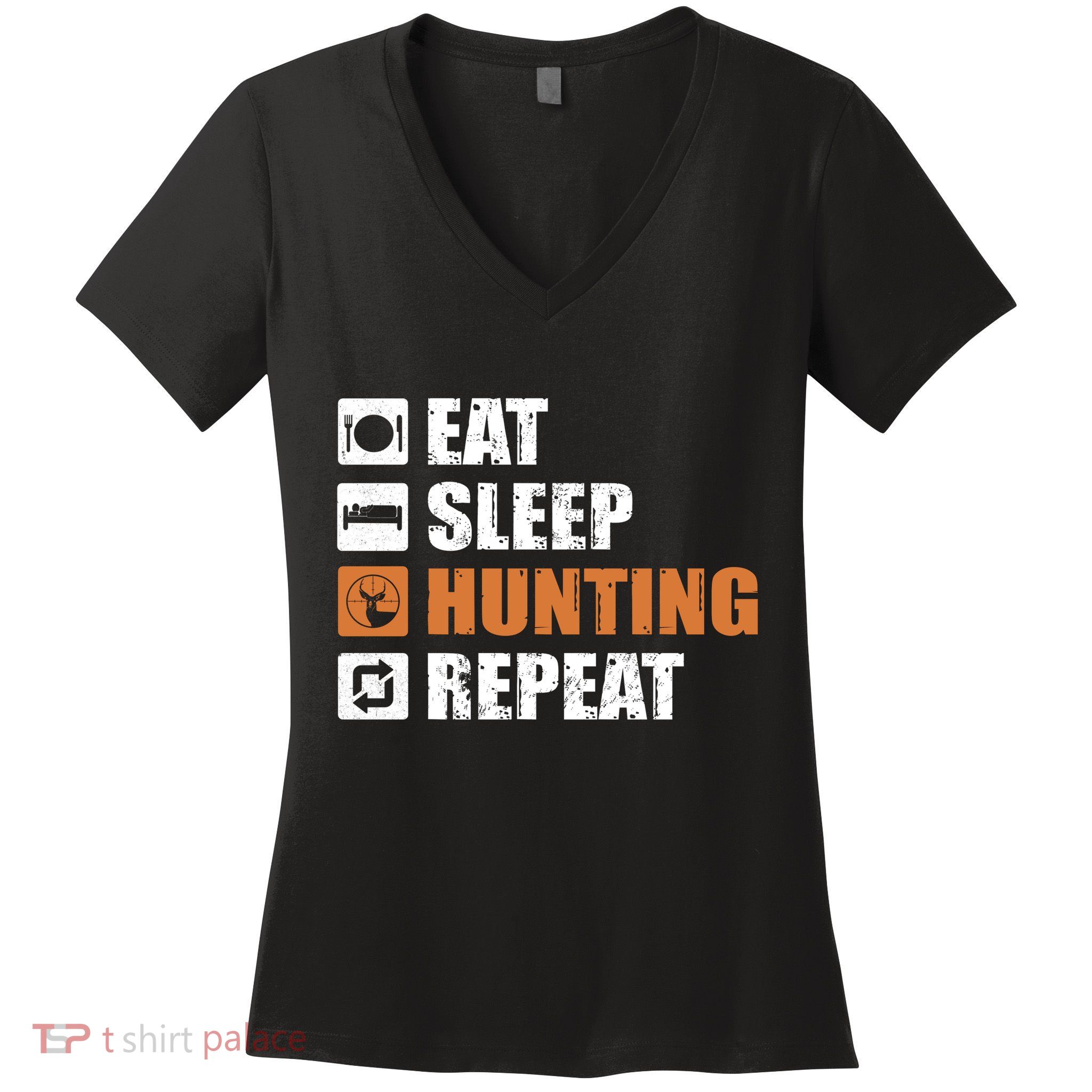 Eat Sleep Hunt Repeat Women's V-Neck T-Shirt