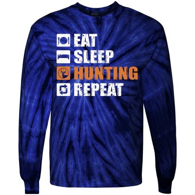 Eat Sleep Hunt Repeat Tie-Dye Long Sleeve Shirt