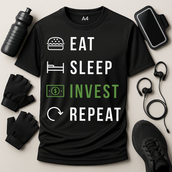 Eat Sleep Invest Repeat Cooling Performance Crew T-Shirt