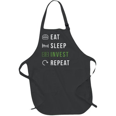 Eat Sleep Invest Repeat Full-Length Apron With Pockets