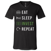 Eat Sleep Invest Repeat V-Neck T-Shirt