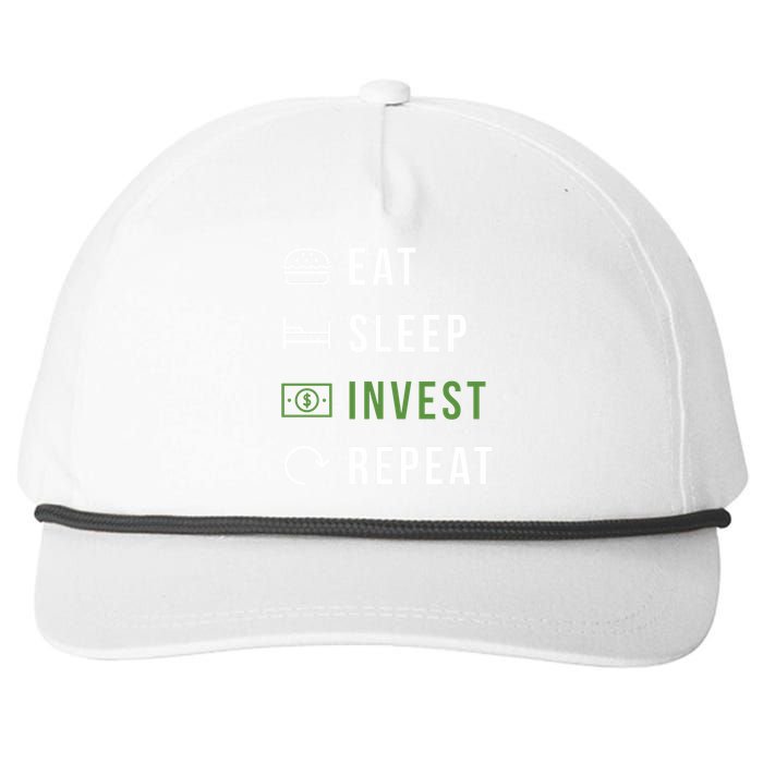 Eat Sleep Invest Repeat Snapback Five-Panel Rope Hat