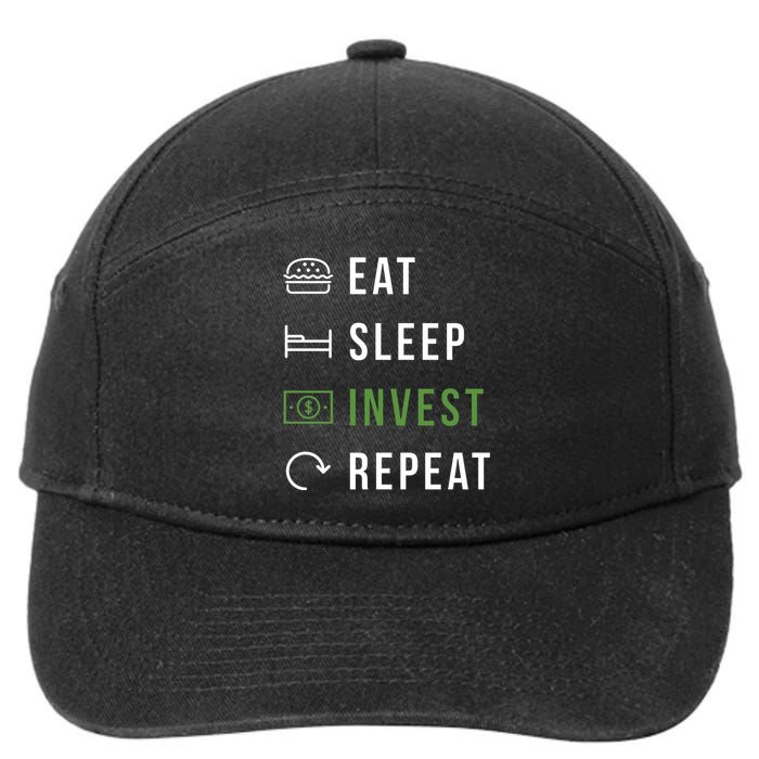 Eat Sleep Invest Repeat 7-Panel Snapback Hat