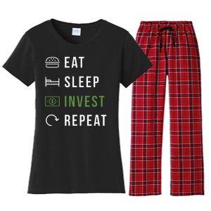 Eat Sleep Invest Repeat Women's Flannel Pajama Set