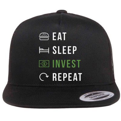 Eat Sleep Invest Repeat Flat Bill Trucker Hat