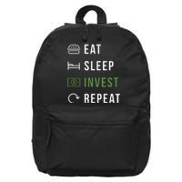 Eat Sleep Invest Repeat 16 in Basic Backpack