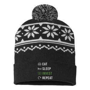 Eat Sleep Invest Repeat USA-Made Snowflake Beanie