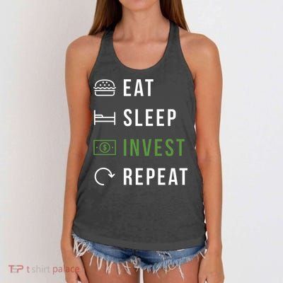 Eat Sleep Invest Repeat Women's Knotted Racerback Tank