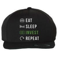 Eat Sleep Invest Repeat Wool Snapback Cap