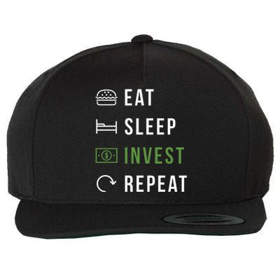 Eat Sleep Invest Repeat Wool Snapback Cap