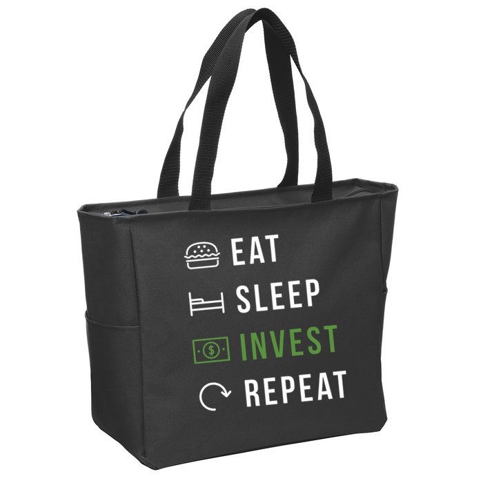 Eat Sleep Invest Repeat Zip Tote Bag
