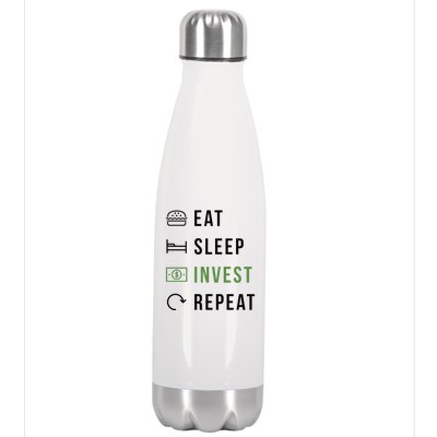 Eat Sleep Invest Repeat Stainless Steel Insulated Water Bottle