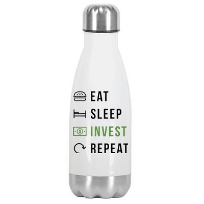 Eat Sleep Invest Repeat Stainless Steel Insulated Water Bottle