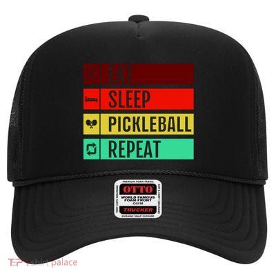 Eat Sleep Pickleball Repeat High Crown Mesh Back Trucker Hat