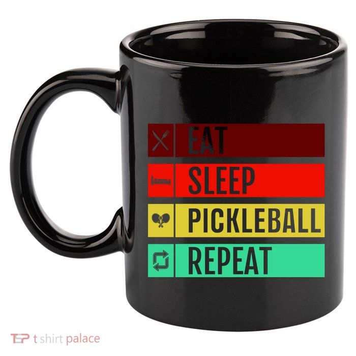 Eat Sleep Pickleball Repeat 11oz C Handle Ceramic Mug