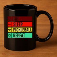 Eat Sleep Pickleball Repeat 11oz C Handle Ceramic Mug