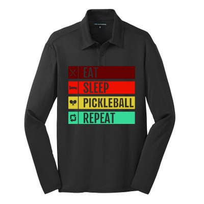 Eat Sleep Pickleball Repeat Silk Touch Performance Long Sleeve Polo